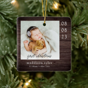 Baby's First Christmas Photo Ceramic Ornament