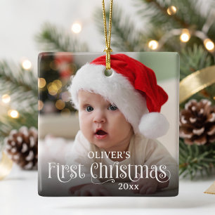 Baby's First Christmas Photo Ceramic Ornament