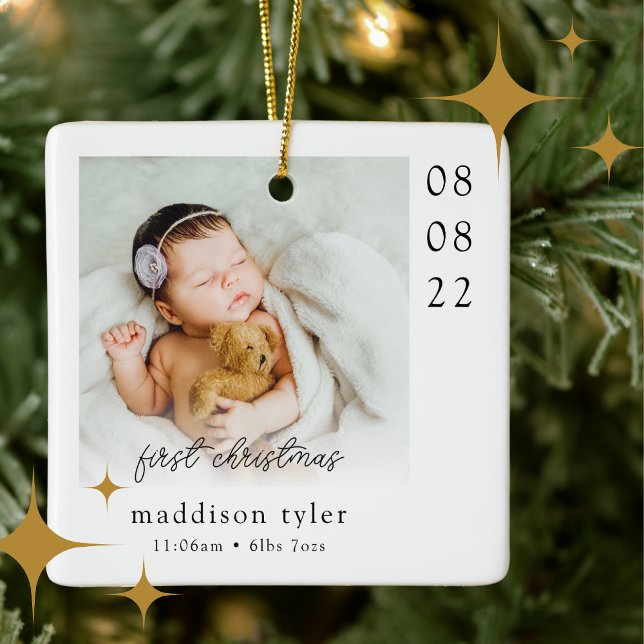 Baby's First Christmas Photo Ceramic Ornament (Creator Uploaded)