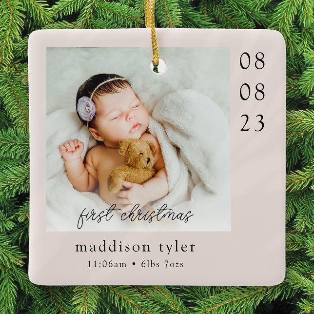 Baby's First Christmas Photo Ceramic Ornament (Creator Uploaded)