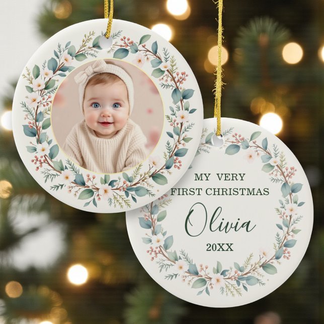 Baby's First Christmas Photo Ceramic Tree Decoration (Creator Uploaded)