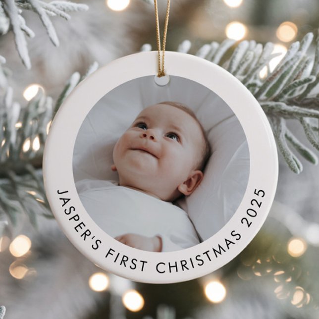 Baby's First Christmas Photo Ceramic Tree Decoration (Zazzle Baby's First Christmas Photo Ceramic Ornament)