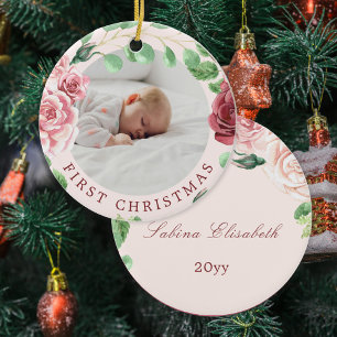 Baby's first Christmas photo Ceramic Tree Decoration