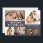 Baby's first Christmas Photo collage chalkboard  Thank You Card<br><div class="desc">Celebrate the joy and wonder of your baby's first Christmas with the Baby's First Christmas Photo Collage Chalkboard Thank You Card. This heartwarming holiday flat card template allows you to share the precious moments of your newborn's first Christmas with family and friends, spreading good cheer and expressing your gratitude. The...</div>