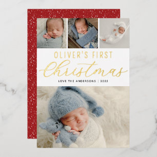 Babys First Christmas Photo Collage Gold