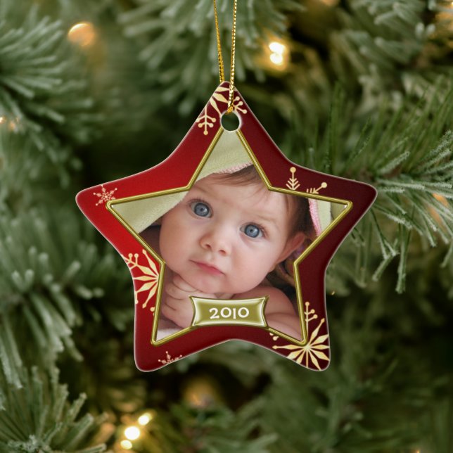 Baby's First Christmas Photo Frame Ceramic Tree Decoration (Tree)