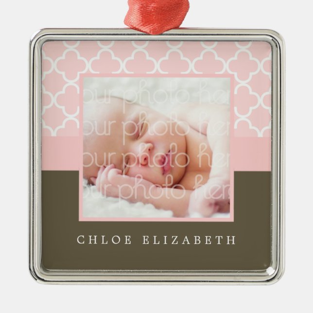 Baby's First Christmas Photo Frame Metal Tree Decoration (Front)