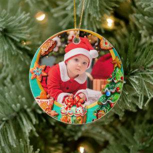 Baby's First Christmas Photo   Holiday Keepsake Ceramic Tree Decoration
