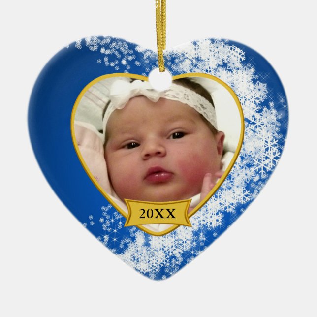 Baby's First Christmas Photo Keepsake Ceramic Tree Decoration (Front)