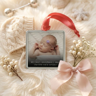 Babys First Christmas Photo Keepsake Metal Tree Decoration