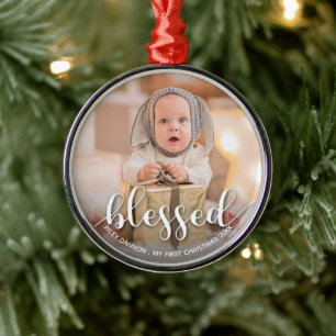 Baby's First Christmas Photo Metal Tree Decoration