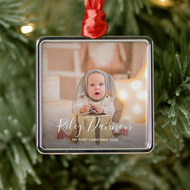 Baby's First Christmas Photo Metal Tree Decoration (Tree)