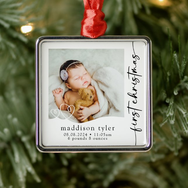 Baby's First Christmas Photo  Metal Tree Decoration (Tree)