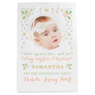 Baby's First Christmas Photo Modern Gift Bag