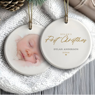 Baby's First Christmas Photo Modern Minimalist Ceramic Tree Decoration