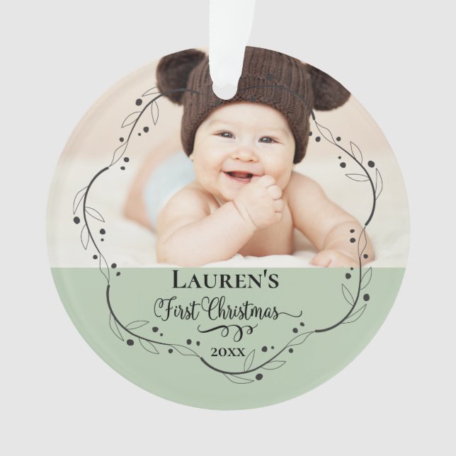 Baby's First Christmas Photo Ornament (Front)