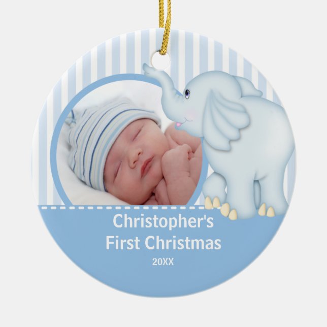 Babys First Christmas Photo Ornament Elelphant (Front)