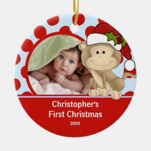 Baby's First Christmas Photo Ornament Monkey