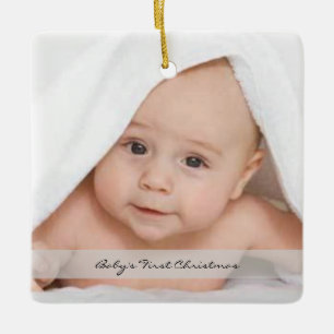 Baby's First Christmas Photo Ornament Name Birth