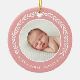 Baby's First Christmas Photo Ornament   Peach