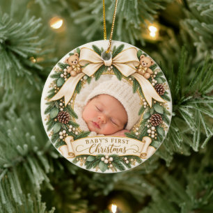 Baby's First Christmas Photo Personalised Keepsake Ceramic Tree Decoration
