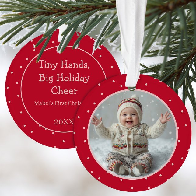 Baby's First Christmas Photo Polka Dot New Parent Ornament (Creator Uploaded)