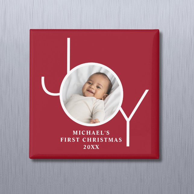 Baby's First Christmas Photo Red Magnet (Creator Uploaded)