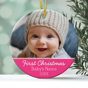 Baby's First Christmas Photo - Single Sided Ceramic Tree Decoration
