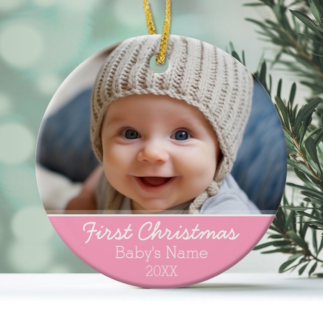 Baby's First Christmas Photo - Single Sided Ceramic Tree Decoration (Personalized Photo Ornament)