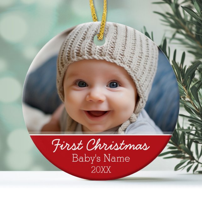 Baby's First Christmas Photo - Single Sided Ceramic Tree Decoration (Baby's First Christmas Photo Ornament)