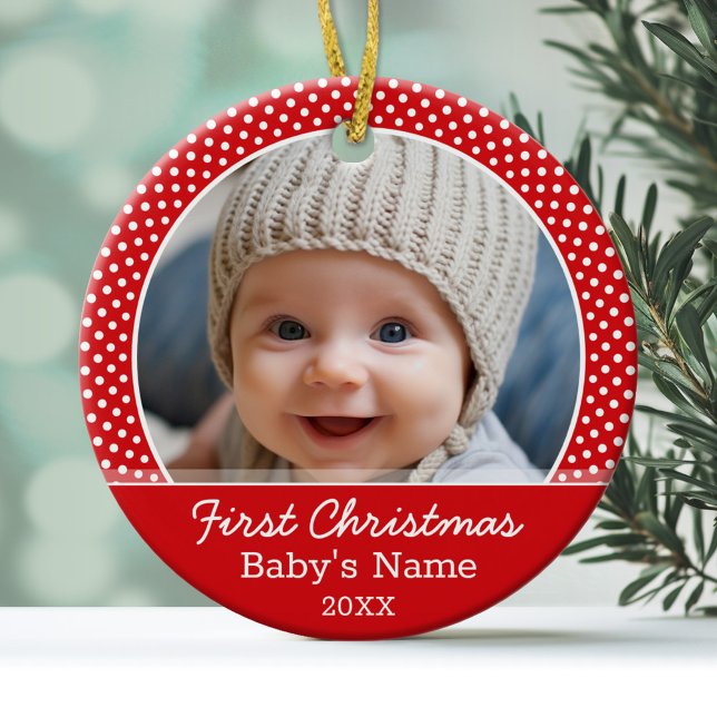 Baby's First Christmas Photo - Single Sided Ceramic Tree Decoration (Personalized Christmas Photo Ornament)