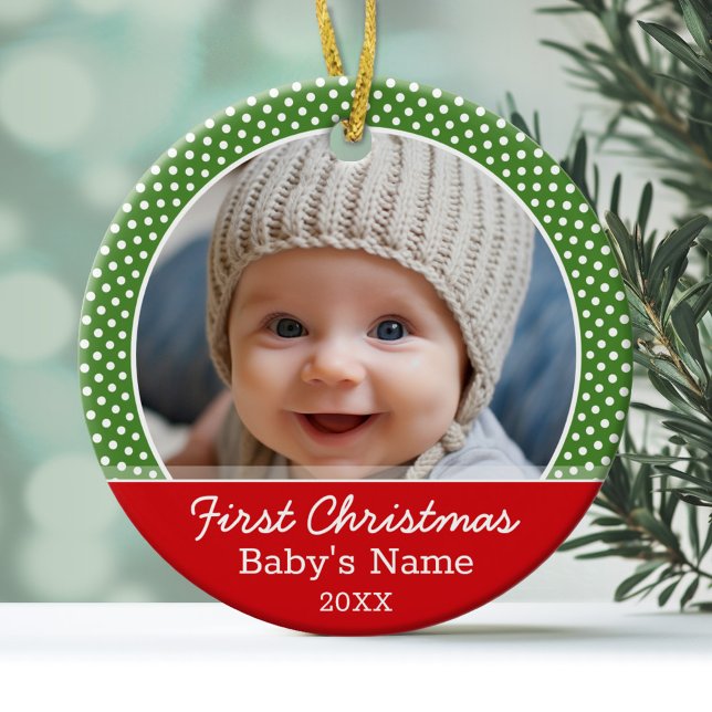 Baby's First Christmas Photo - Single Sided Ceramic Tree Decoration (Personalized Photo Ornament)