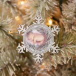 Baby's First Christmas Photo Snowflake Pewter Christmas Ornament<br><div class="desc">Adorable full bleed photo personalised Baby's First Christmas design.</div>