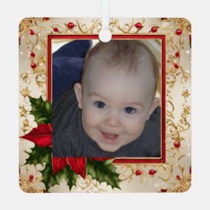 Baby's First Christmas Photo Template Metal Tree Decoration