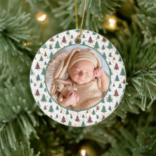 Baby's First Christmas Pine Tree Modern Elegant Ceramic Tree Decoration