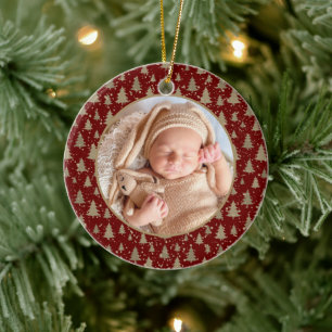 Baby's First Christmas Pine Tree Modern Elegant Ceramic Tree Decoration