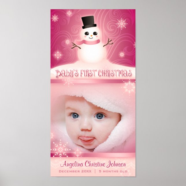 "Baby's First Christmas" Pink Commemorative Poster (Front)