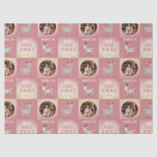 Baby's First Christmas Pink Deer Photo Tissue Paper