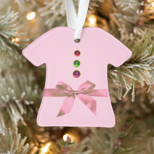 BABY'S FIRST CHRISTMAS Pink Ribbon Baby Girl Ornament (Tree)