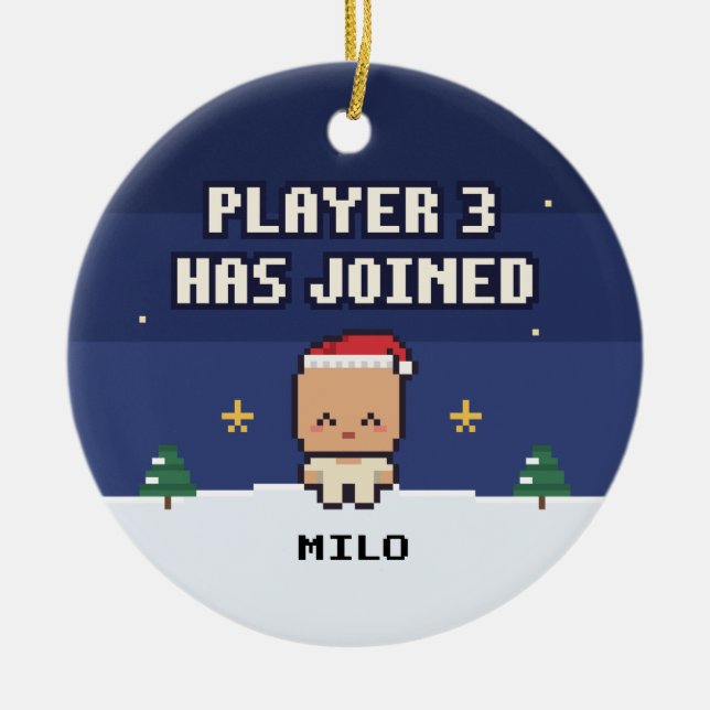 Baby's First Christmas Player 3 Pixel Ornament (Front)