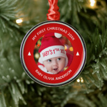 Baby's First Christmas Red Custom Keepsakes Photo