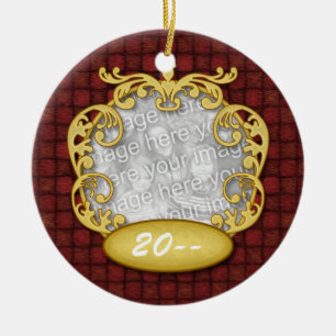 Baby's First Christmas Red Custom Photo Ceramic Tree Decoration