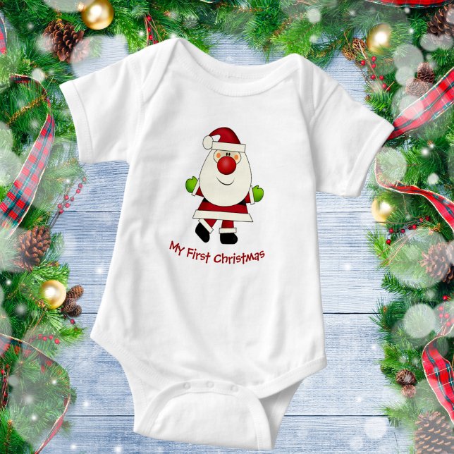 Baby's First Christmas Red Nose Santa Baby Bodysuit (Creator Uploaded)