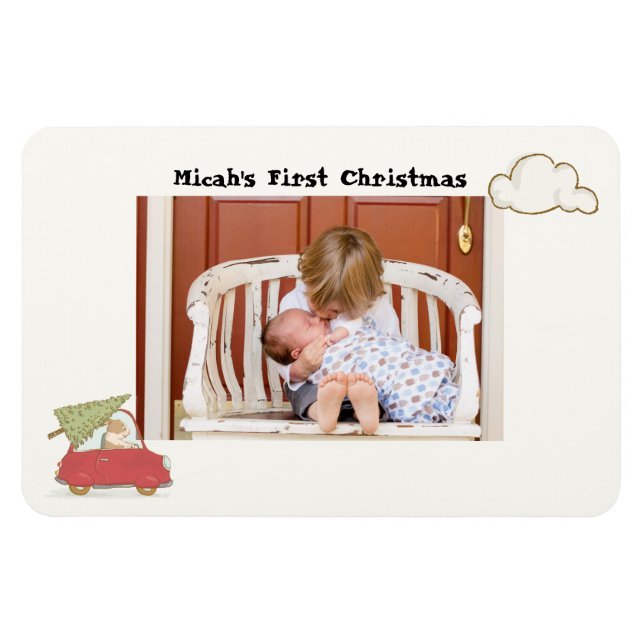 Baby's first Christmas Refrigerator Magnet Car (Horizontal)