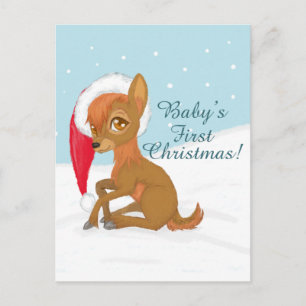 Baby's First Christmas (Reindeer) Holiday Postcard