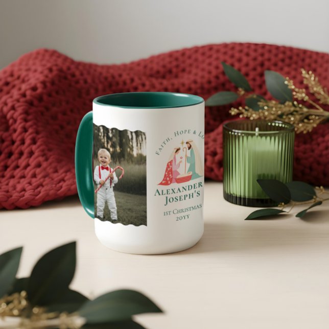 Baby's First Christmas Religious Nativity Photo  Mug (Baby's First Christmas Religious Nativity Photo Mug)
