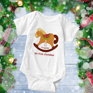 Baby's First Christmas Rocking Horse Baby Bodysuit