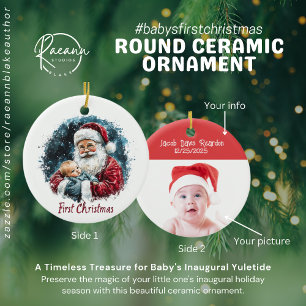 Baby's First Christmas Round Ceramic Ornament