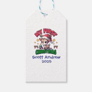 Baby's First Christmas Santa Deer Personalised Gift Tags