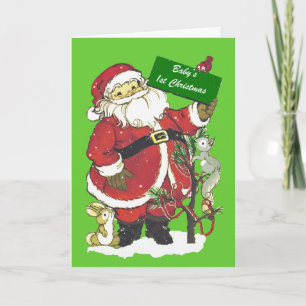 Baby's First Christmas Santa Photo Holiday Card